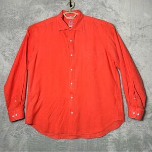 J Mclaughlin Linen Shirt Mens XL Orange Long Sleeve Business‎ Preppy Office Work